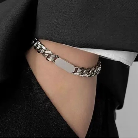 Titanium Steel Tide Bracelet Stainless Steel Cuban Chain For Men Women - Picture 2 of 3